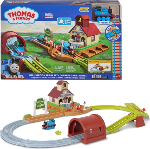 Fisher-Price Thomas & Friends – coffret de rails avec la gare Dzwonkowo et la locomotive Thomas