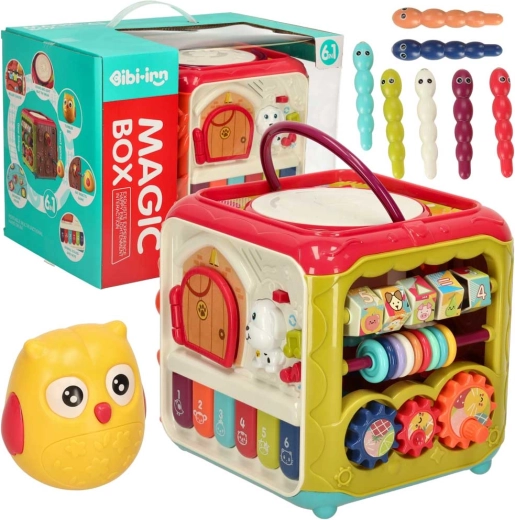 Cube éducatif interactif 6‑en‑1 avec piano et attrape-coccinelles BIBI-INN