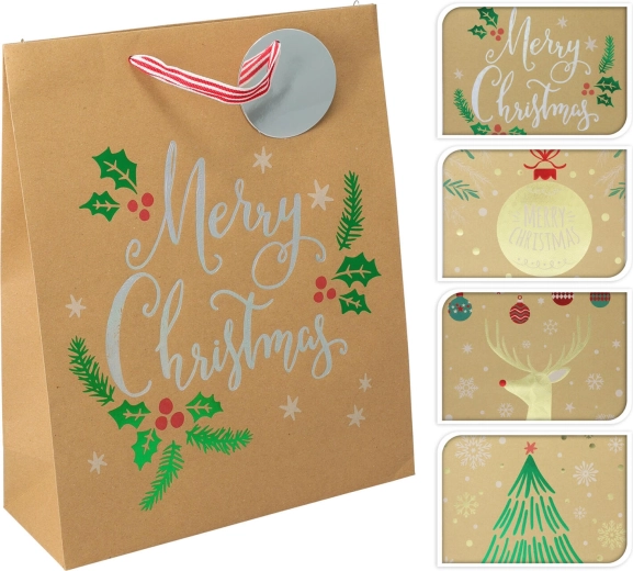 Sac cadeau de Noël taille L 32 × 26 × 10 cm – assortiment de décorations