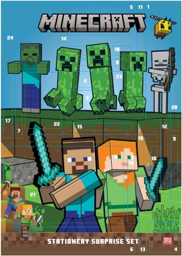 Calendrier de l’Avent Minecraft avec articles de papeterie