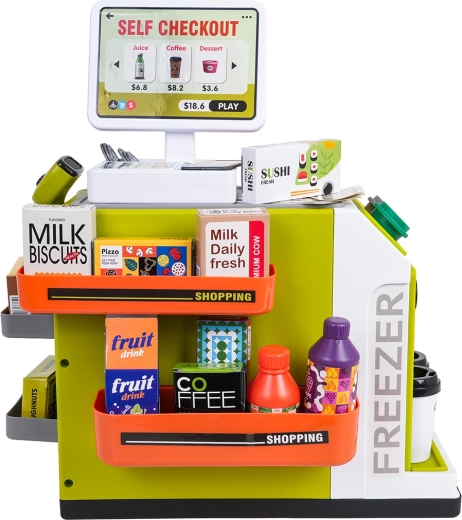 Caisse libre-service avec sons et paiement par carte