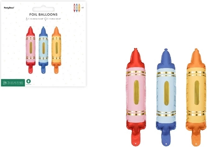 Ballons en aluminium en forme de crayons pour guirlande, assortiment, 3 pcs