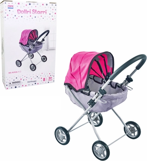 poussette pour poupées noire et rose