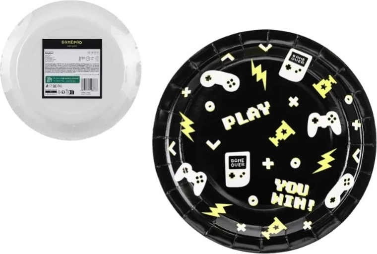 Assiettes en papier Gamepads 23 cm (6 pièces)
