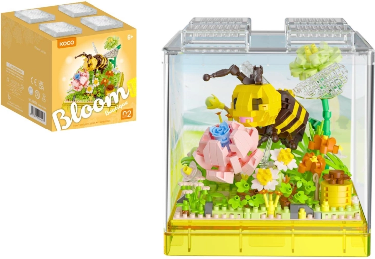 Mini kit de construction KOCO abeille dans une boîte transparente, 688 pièces