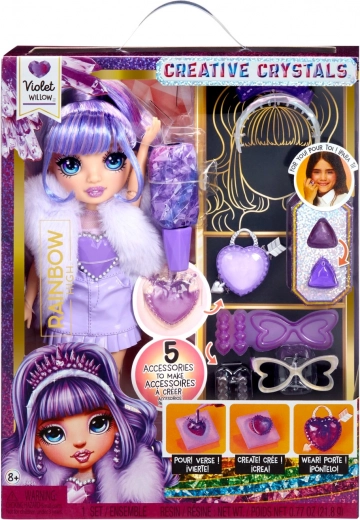 Poupée Rainbow High Creative Crystals Violet Willow – coffret créatif pour fabriquer des accessoires façon cristal