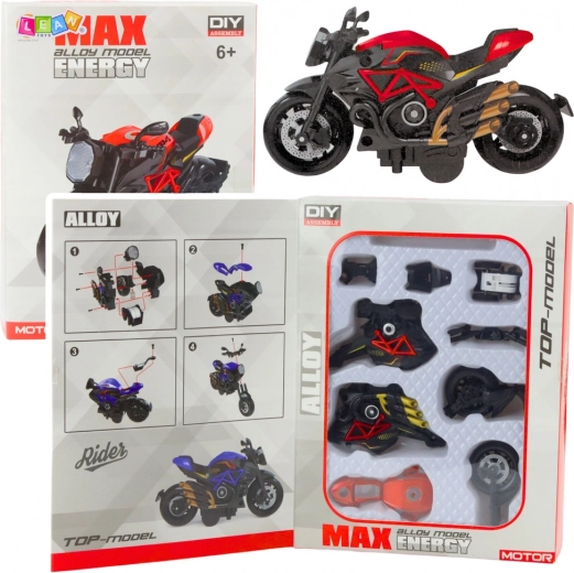 Moto à assembler 1:14 modèle métallique noir‑rouge DIY