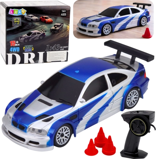 Voiture RC de drift E46 4WD 1:43 avec plots