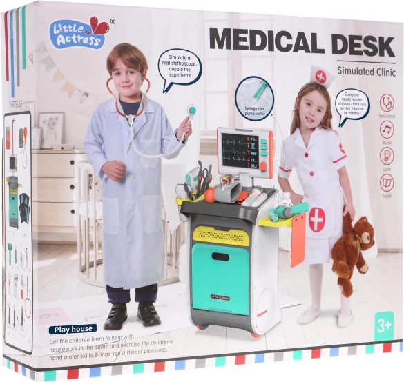 Chariot médical pour enfants avec fonctions interactives et plus de 20 accessoires