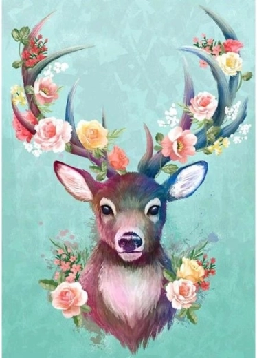 Peinture diamant – faon aux bois fleuris 30 × 40 cm