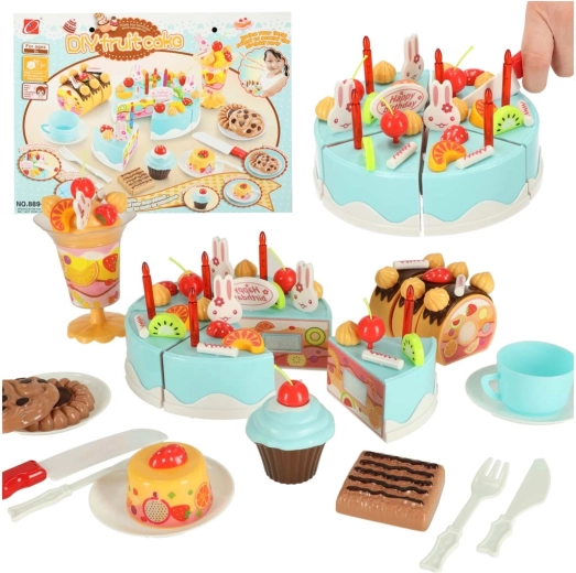Gâteau d’anniversaire bleu à découper – coffret 75 pièces