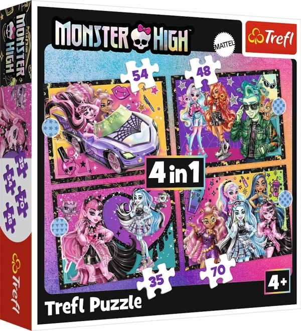 Puzzle 4-en-1 MONSTER HIGH Journée électrisante