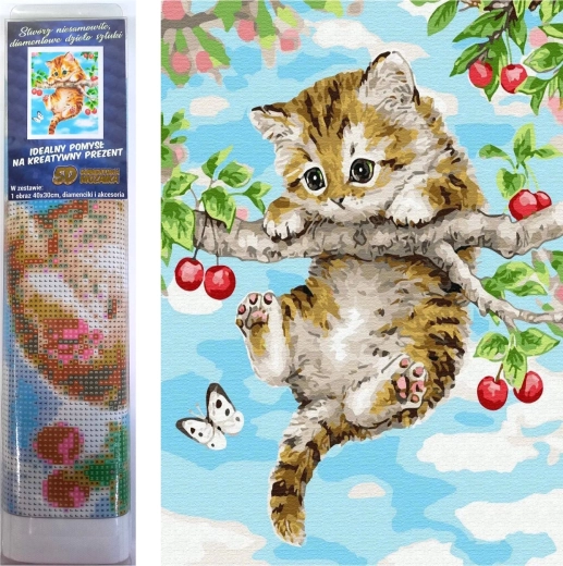 Norimpex Peinture diamant Chaton sur cerisier 30x40 cm