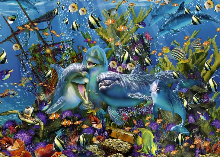 ALIPSON puzzle dauphins et navire au trésor – 1000 pièces