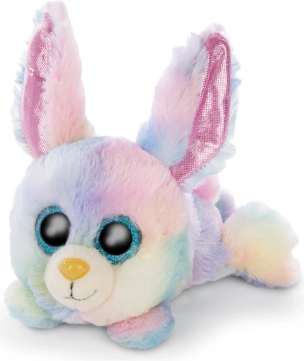 NICI Glubschis lapin en peluche Rainbow Candy couché 15 cm