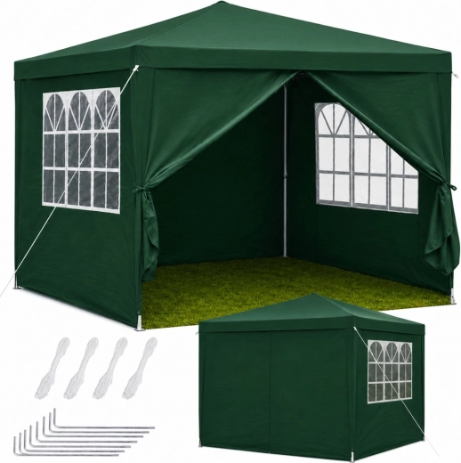 Tente de réception de jardin 3 × 3 m avec parois, verte