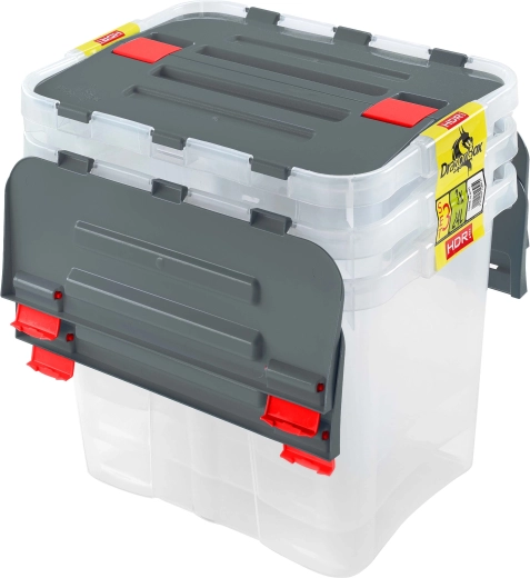 Heidrun boîtes de rangement en plastique avec couvercle Dragon 24 l (3 pcs)