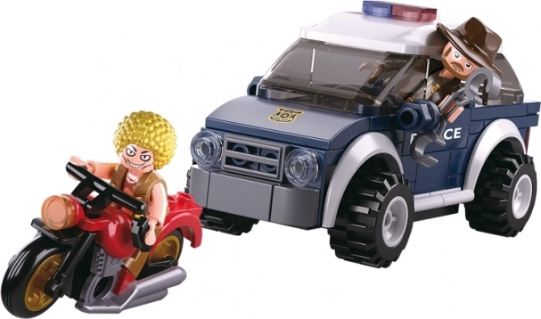 Sluban police 4x4 tout-terrain et voleur à moto