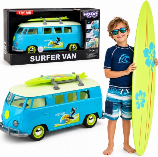 Bus de surf classique Woopie avec lumières et sons, échelle 1:14