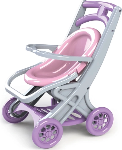 Poussette pour poupées Doloni en plastique 3 en 1 rose-gris