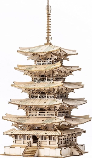 Puzzle en bois 3D pagode à cinq étages