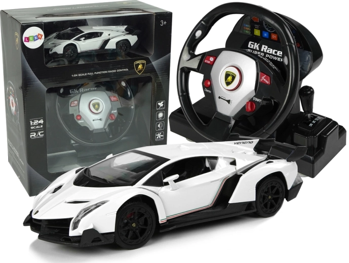 Lamborghini Veneno Blanc télécommandée 2,4G volant télécommande effets sonores et lumineux