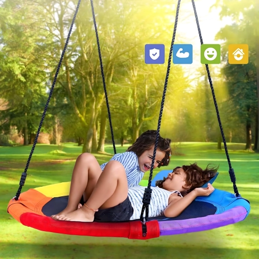Balançoire suspendue ronde 100 cm – nid de cigogne pour enfants