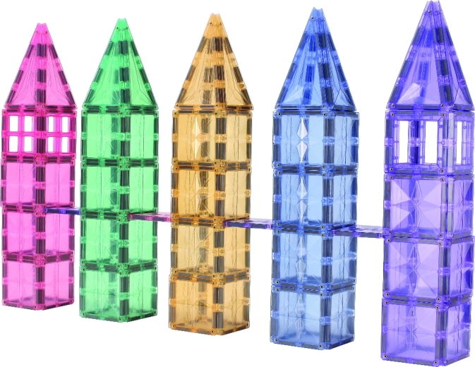 Cleverclixx jeu de construction magnétique mega creative pack pastel (210 pièces)