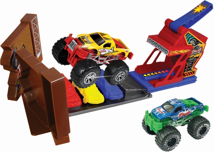 Circuit de cascades pour voitures Monster Truck avec 2 voitures métalliques