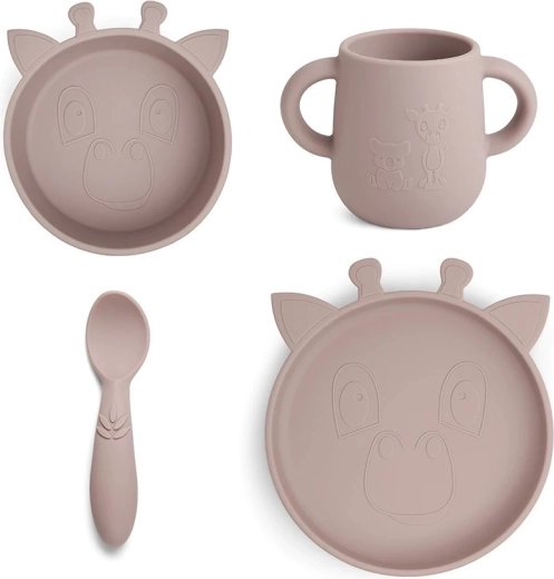 Nuuroo Lykke set de repas en silicone Giraf woodrose