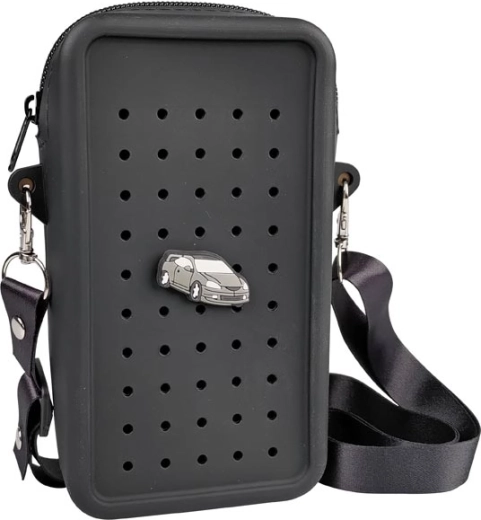 Sac bandoulière (crossbody) en silicone Gifty noir avec pin décoratif