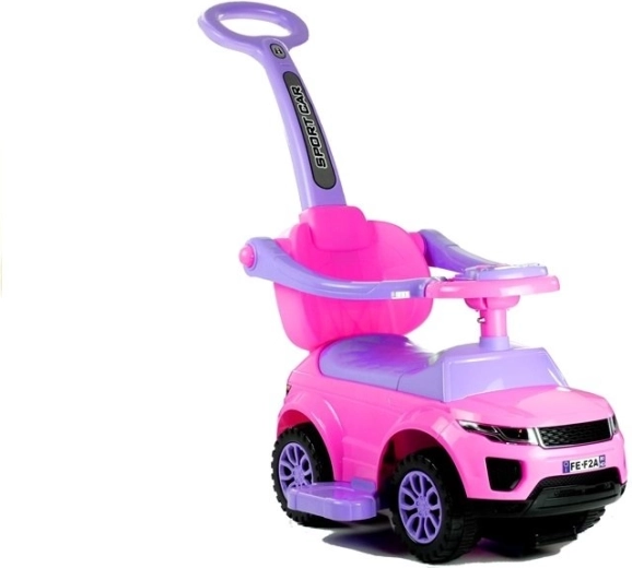 Porteur enfant avec barre de poussée Sport car rose