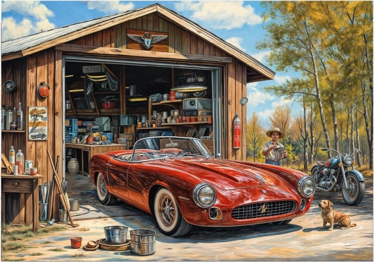 Puzzle Jaguar dans le garage 300 pièces XL