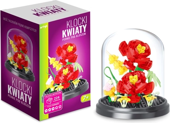 Kit de construction floral – pivoines sous cloche (224 pièces)