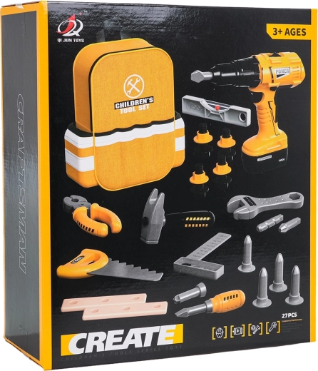 Set d’outils jaune pour petits bricoleurs avec sac à dos