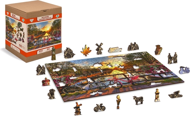 Puzzle en bois Vélos à Amsterdam 2 en 1, 150 pièces