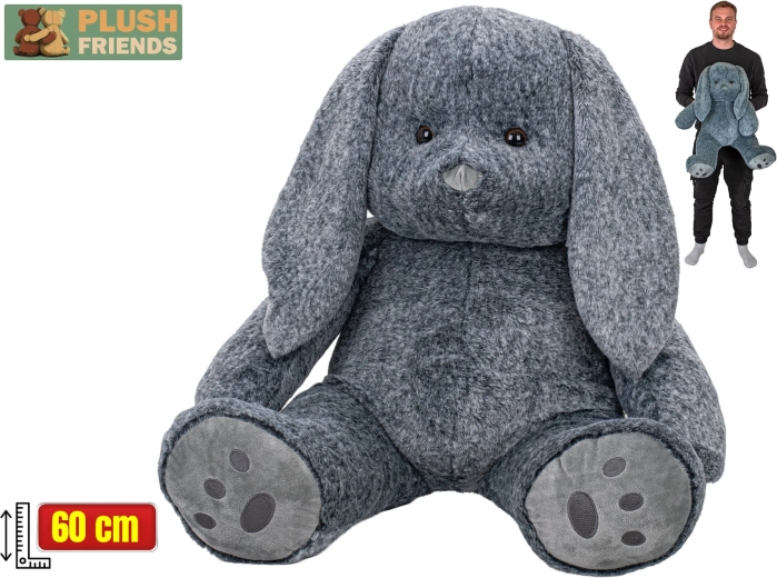 Lapin en peluche assis 60 cm gris Plush Friends
