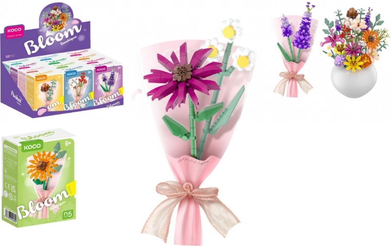 Jeu de construction KOCO mini bouquet en briques pour petit vase, assortiment de variétés