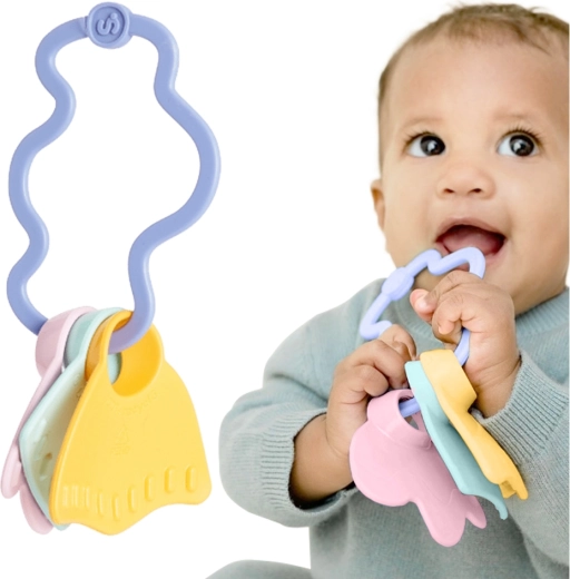 Simple. hochet sensoriel et anneau de dentition bleu