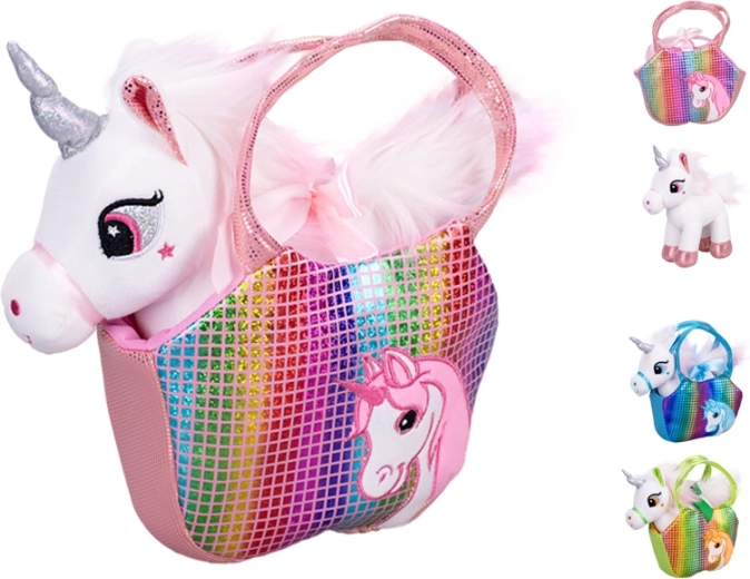 Licorne en peluche avec sac à main 22 cm