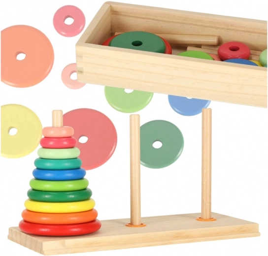 Tour de Hanoï en bois – trieur coloré avec boîte