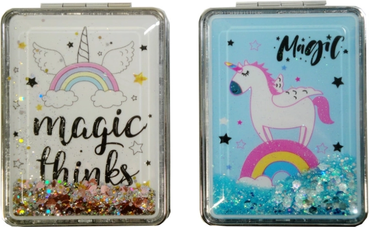 Miroir de poche à paillettes flottantes pour filles