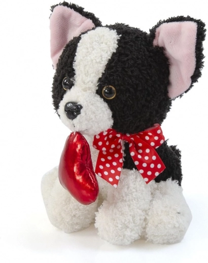 Chien en peluche avec petit cœur 17 cm – Tacheté