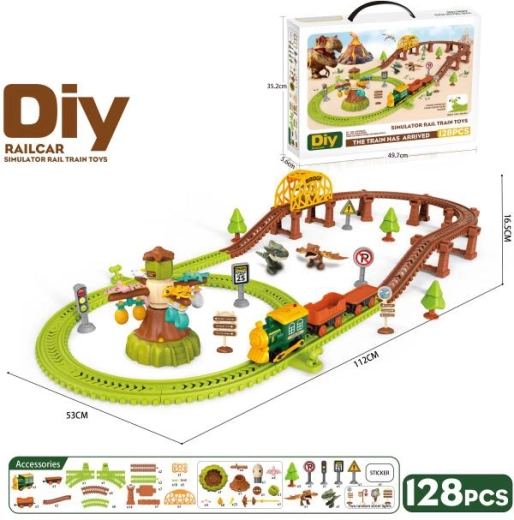 Circuit de train pour enfants avec rails, 128 pièces
