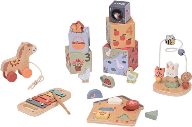 Lelin ensemble de jouets éducatifs en bois 5 en 1 Joue et apprends