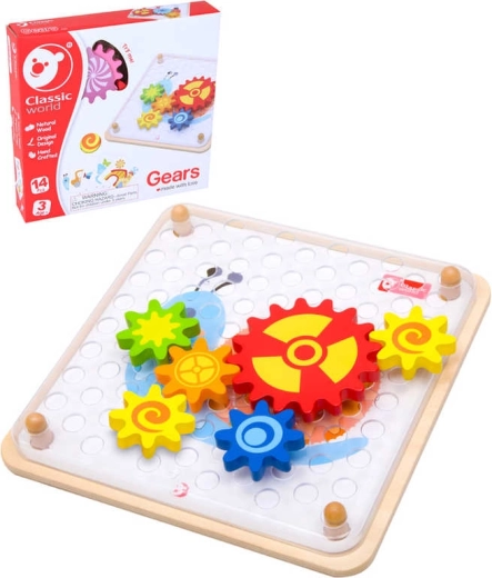Puzzle en bois : engrenages avec modèles