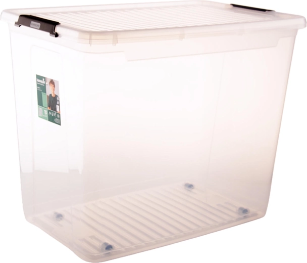 Boîte de rangement 74 l avec couvercle et roulettes