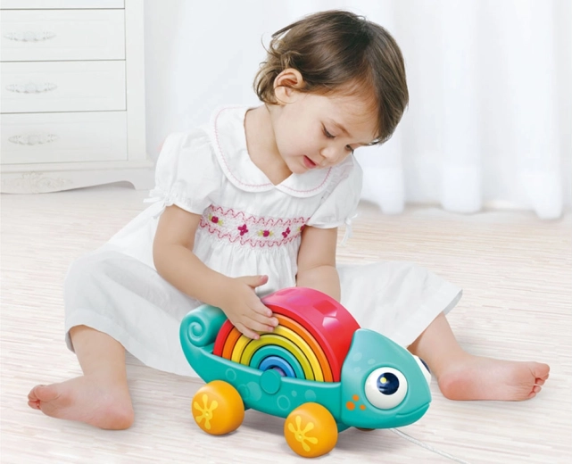 Caméléon à tirer sur roulettes