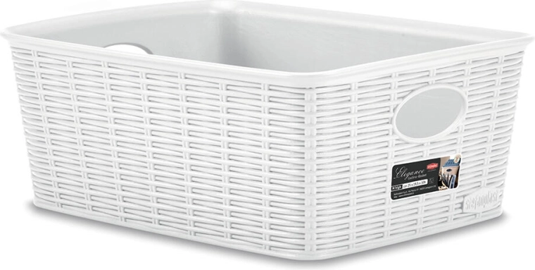 Panier Elegance en plastique blanc 25 × 19,5 × 10 cm