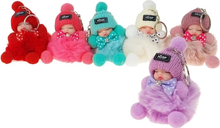Porte-clés peluche en forme de poupée